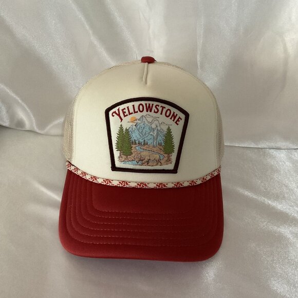 Yellowstone Trucker Hat Red & Beige Snapback Cap By Mad Engine One Size - Picture 2 of 6